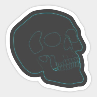 Neon Skull Blue Sticker